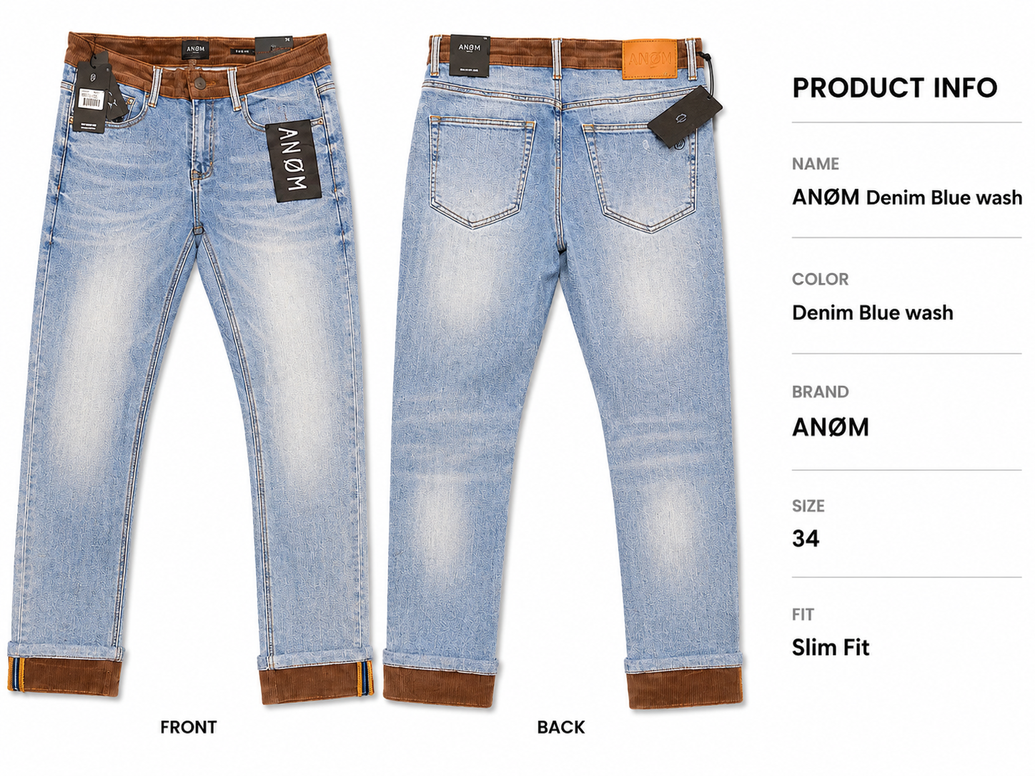 ANØM Denim Blue wash Slim Fit
