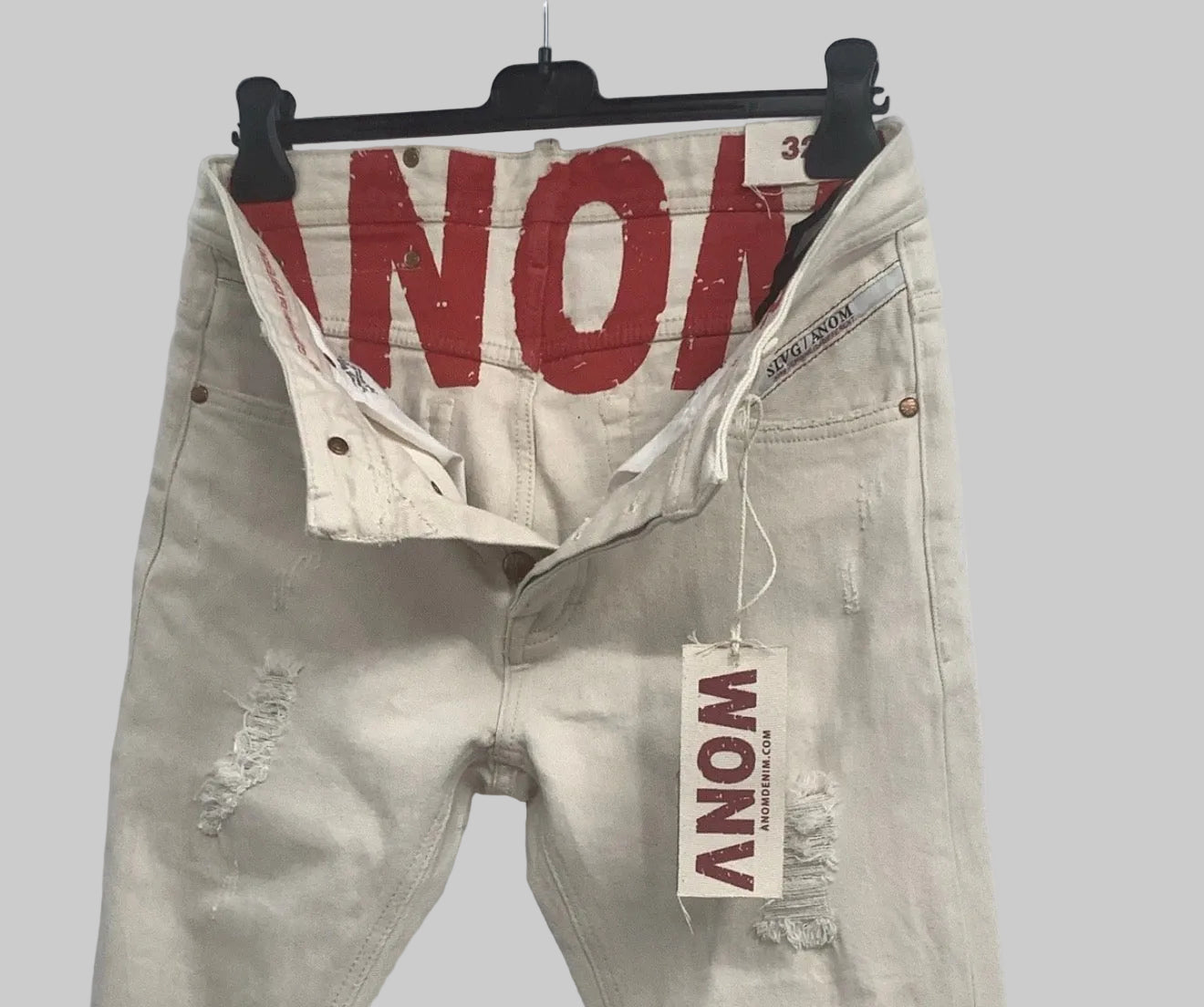 ANØM Denim HATE ME RED TAG cream slim fit